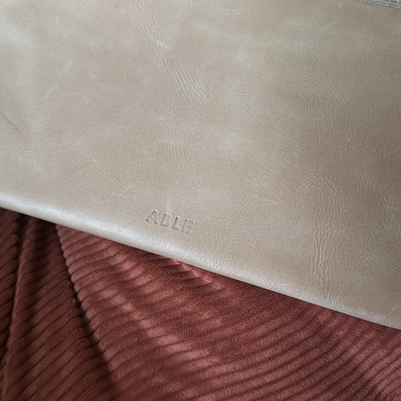 Able Leather Clutch in Cream - Picture 3 of 12
